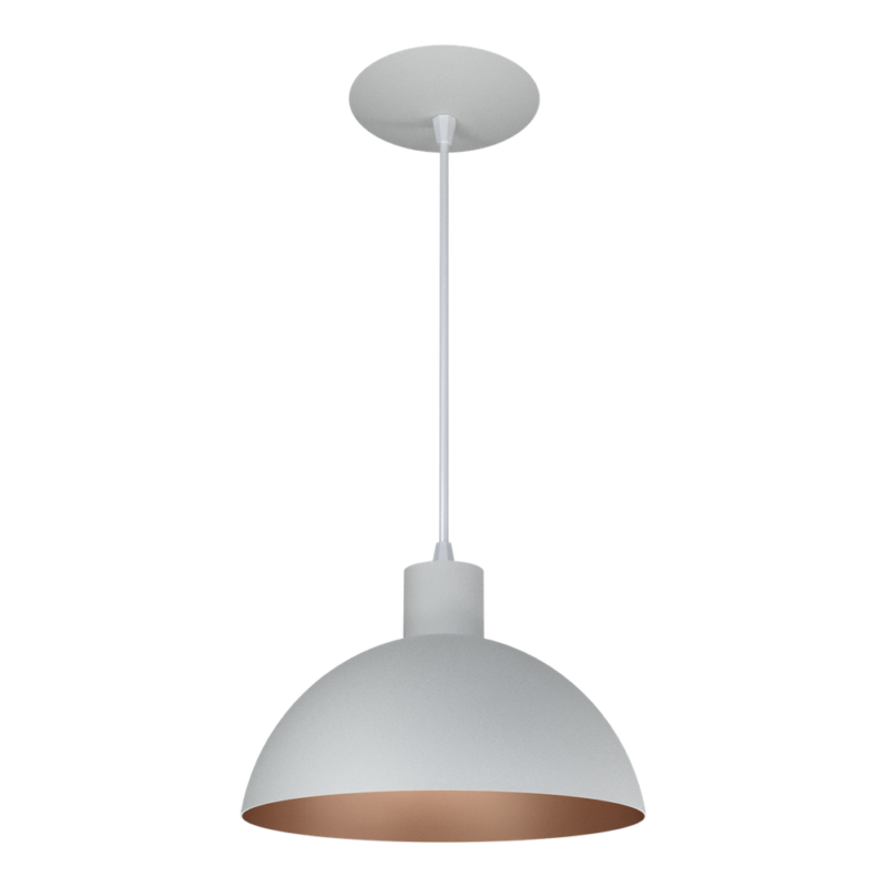 Pendente Meia Lua 235mm - Branco com interno Cobre